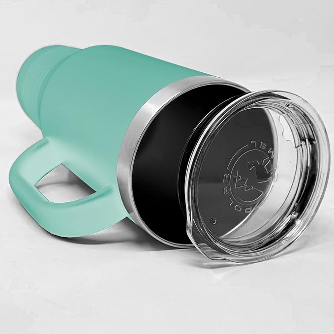 LaserGram 40oz Vacuum Insulated Travel Mug with Handle, Cup Cake, Personalized Engraving Included (Teal)