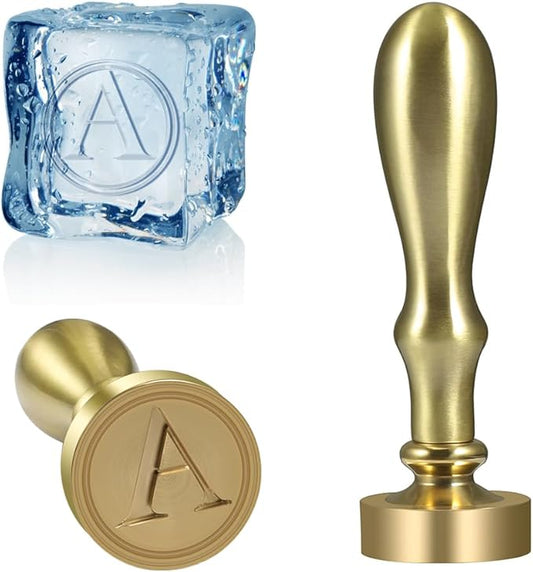Ice Cube Stamp for Cocktails Ice Stamp Brass Head with Handle, Ice Branding Stamp for Ice Cubes Cocktail Whiskey Drinks Party Wedding Making DIY Crafting (Letter A)