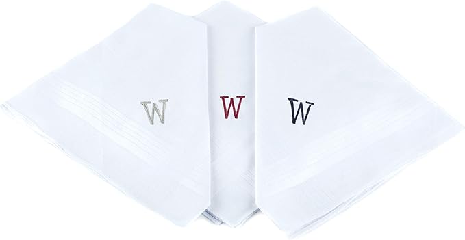 Initial Handkerchief for Men, Monogrammed Boxed 3 Piece Set,100% Cotton