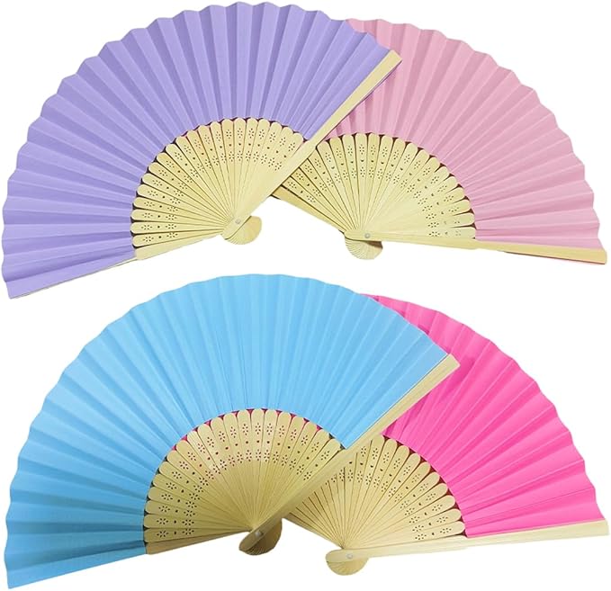 Paper Hand Fans, 8.3 Inch Foldable Handheld Fans for Wedding Favors, Party Decorations, Bridal Shower, Baby Shower, Summer Cooling, Decoration Fan (Multicolor)