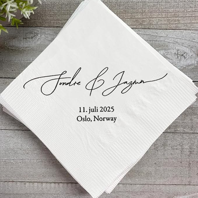 Personalized Wedding Cocktail Napkins, Customized Monogram Wedding Napkin, Custom Dinner Napkins For Bridal Shower, Custom Cocktail Napkin, Engagement Party Decorations, Anniversary Decor