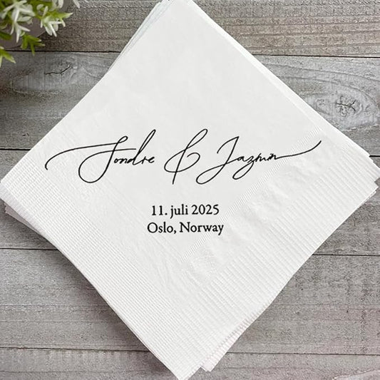 Personalized Wedding Cocktail Napkins, Customized Monogram Wedding Napkin, Custom Dinner Napkins For Bridal Shower, Custom Cocktail Napkin, Engagement Party Decorations, Anniversary Decor