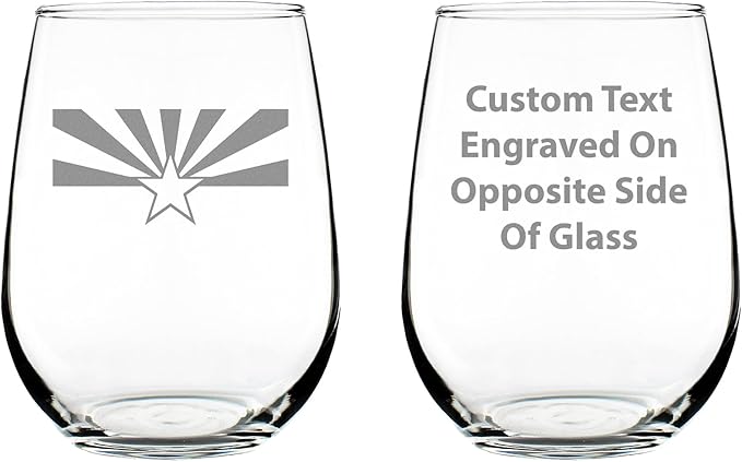 Custom Arizona Flag - Personalized Stemless Wine Glass - State Themed Drinking Decor and Gifts for Arizonans - Large 17 Ounce - Customized Wine Glass Gift