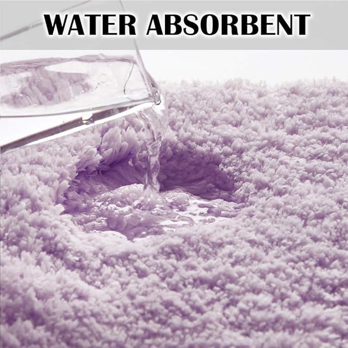 Suchtale Non Slip Shaggy Microfiber Bath Mat (16 x 24, Lavender) Absorbent, Plush, Thick, Machine Washable