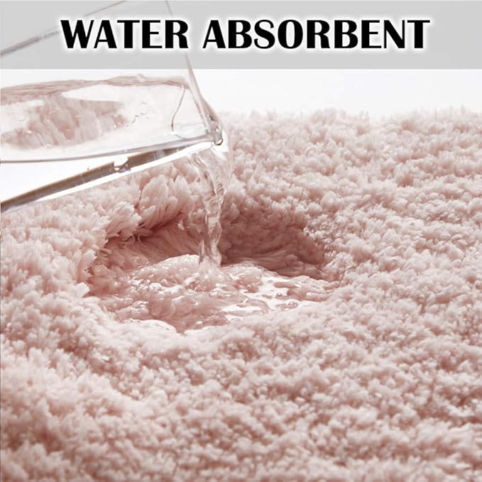 Suchtale Large Soft Bath Mat - Extra Absorbent Shaggy Microfiber Mat (24 x 40, Dusty Pink) - Machine Washable, Non Slip, Rubber Back