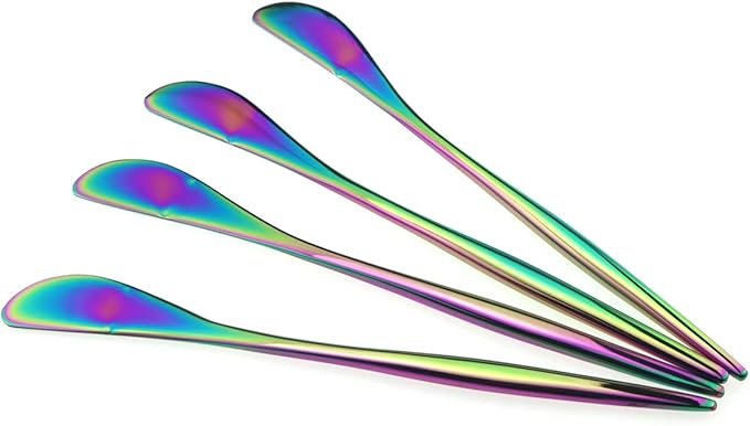 Gugrida 4-Piece Butter Knife 18/10 Stainless Steel Luxury Mirror Polished Rainbow Colorful Silverware Flatware Cutlery