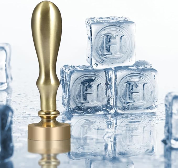 Ice Cube Stamp for Cocktails Ice Stamp Brass Head with Handle, Ice Branding Stamp for Ice Cubes Cocktail Whiskey Drinks Party Wedding Making DIY Crafting (Letter H)
