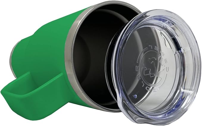 LaserGram 20oz Vacuum Insulated Travel Mug with Handle, Cup of Coffee, Personalized Engraving Included (Green)