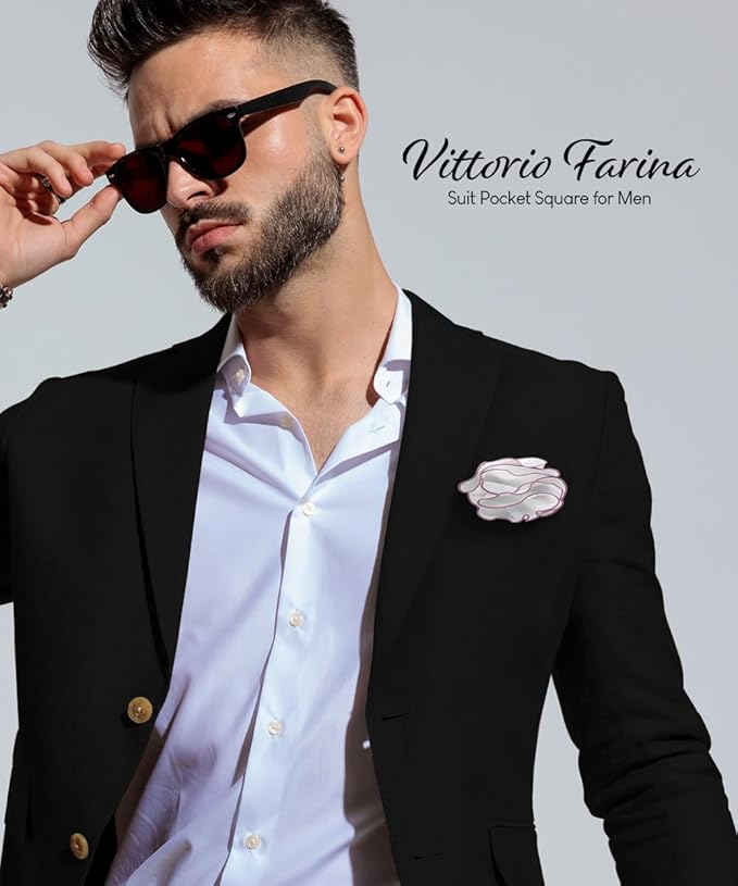 Premium Pre-Folded Four-Point Suit Pocket Square for Men with Sewn Pocket Fold