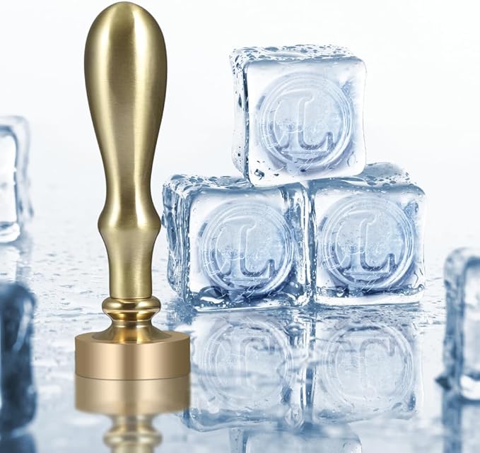 Ice Cube Stamp for Cocktails Ice Stamp Brass Head with Handle, Ice Branding Stamp for Ice Cubes Cocktail Whiskey Drinks Party Wedding Making DIY Crafting (Letter L)