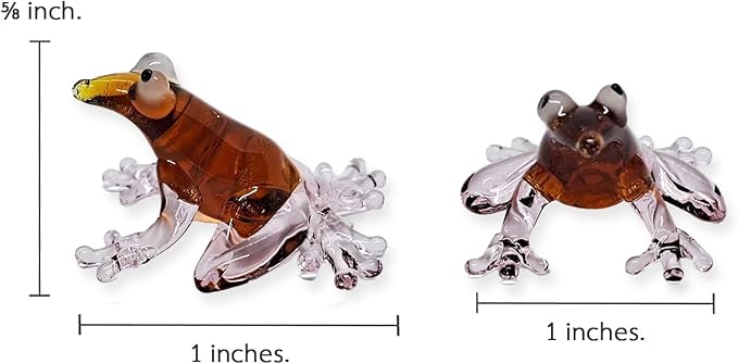 WitnyStore 1" Brown Frog Clear Feet Artistic Blown Glass Figurine Premium Hand-Blown Statue Tabletop Decoration Unique Collectible for Adult Collectors Handcrafted Elegant Home Room Decor