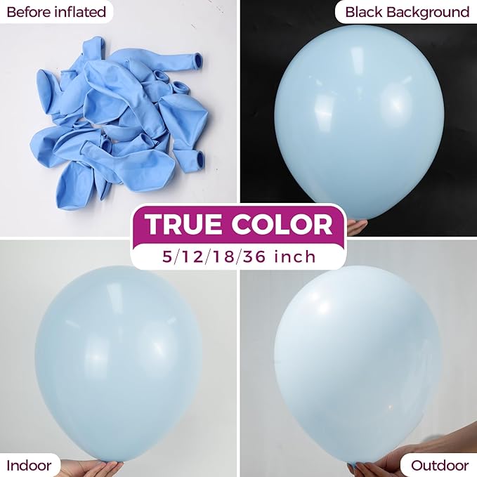 Bezente Pastel Blue Latex Party Balloons - 8 Pack 36 inch Round Helium Light Blue Bridal Blue Balloons for Boys Girls Birthday Bridal Shower Gender Reveal Wedding Anniversary Party Decorations