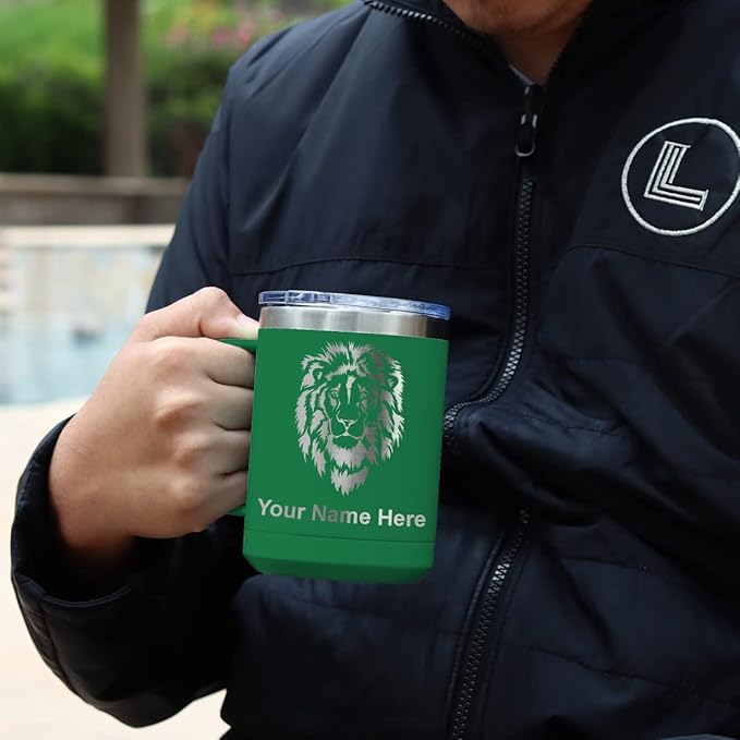 LaserGram 15oz Vacuum Insulated Coffee Mug, Bronco Rider, Personalized Engraving Included (Green)