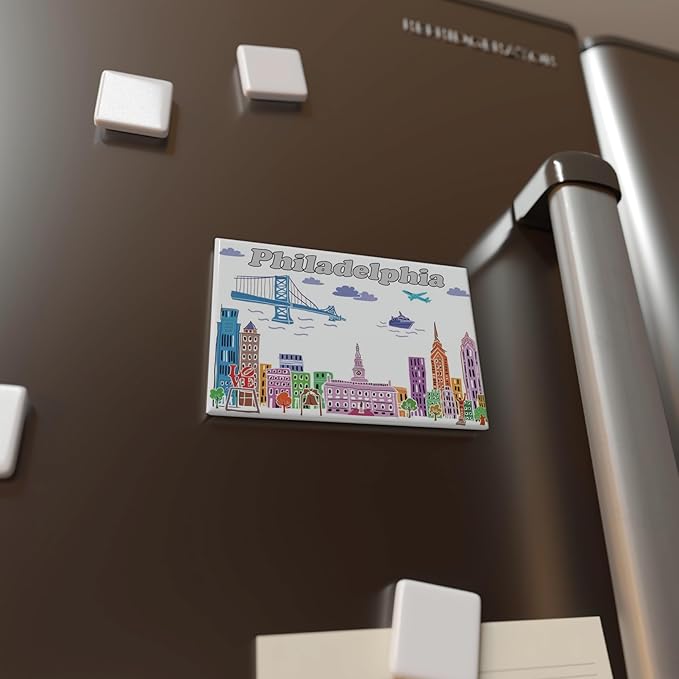 City Themed Artwork Magnet Collection by Beary Blu - Designed in The USA, Collectible Souvenirs Gifts 2.5" x 3.5" (Philadelphia)