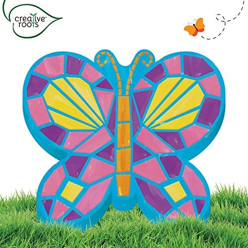 Creative Roots Mosaic Butterfly Stepping Stone Kit, Includes 7-Inch Ceramic Stepping Stone & 6 Vibrant Paints, Paint Your Own Stepping Stone, DIY Stepping Stone for Kids Ages 8+ White - Image 5
