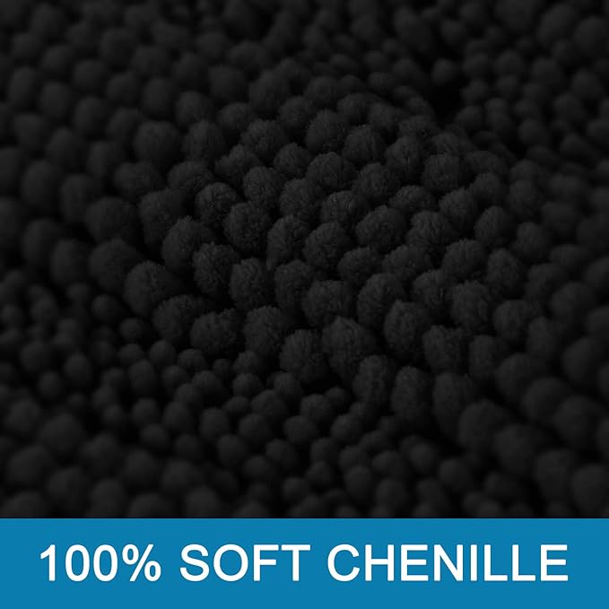 H.VERSAILTEX Bathroom Rugs Bath Mat Runner Rug Non Slip Kitchen Rug Extra Long Bath Rug Runners Oversized 59" x 20" Absorbent Washable Dry Fast Plush Area Rug for Bathroom/Bedroom - Black