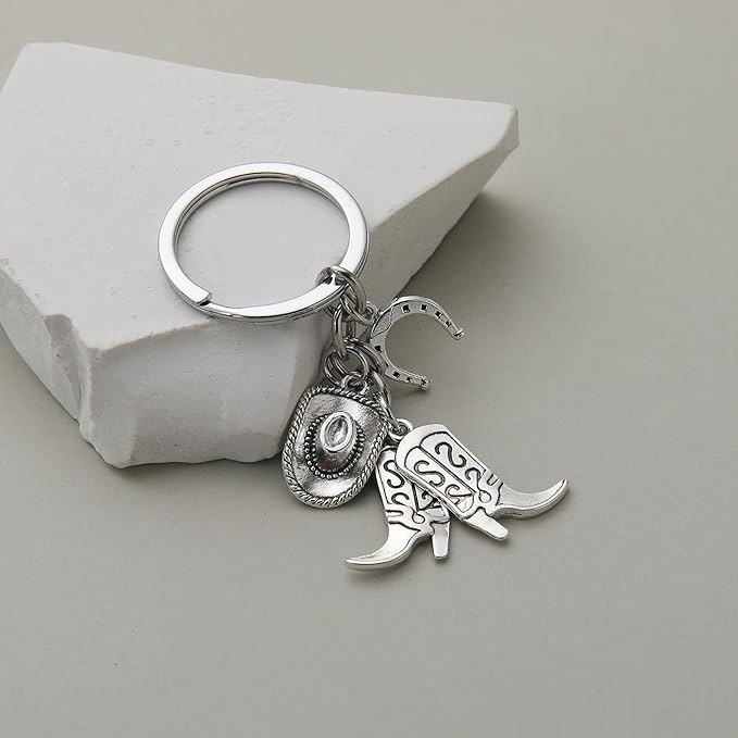 PHAETON 20PCS Hat Boot Horseshoe Keychain Western Cowgirl Keyring Equestrian Keychain Horse Lover Gift for Cowboy, Gift for Cowgirl, Cowboy Key Ring