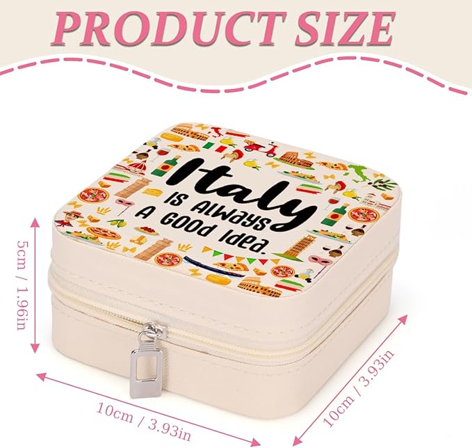 Italy Travel Gift Italy Lover Gifts Travel Jewelry Case Italy Themed Gifts for Italy Traveller Women Friends Sister Birthday Christmas Italian Bachelorette Party Favors Girls Trip Gifts