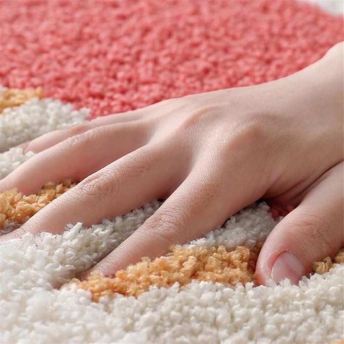 Ankah Shower Rug Bath Mat Forest Series Cartoon Design Bathroom Rug, Fluffy, Soft, Non-Slip, Durable, Absorbent Bath Rug, Irregular Plant Shaped Door Mat and Carpet, 30" x 31.5", Mushroom