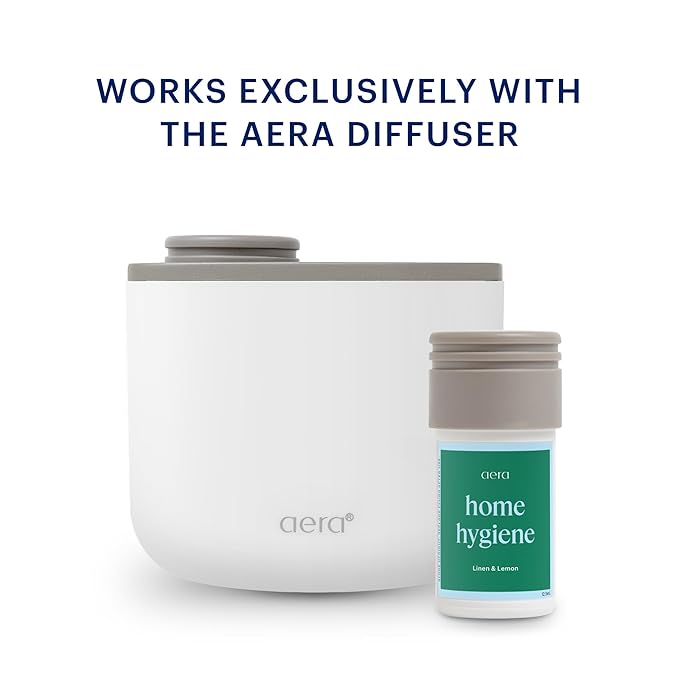Aera Mini Home Hygiene Linen and Lemon - Essential Oil for Home – Citrus and Clean Laundry Fragrance - Notes of Lemon Peel, Copaiba and Pine - Scent Refill - Capsule Size Works with Mini Diffuser