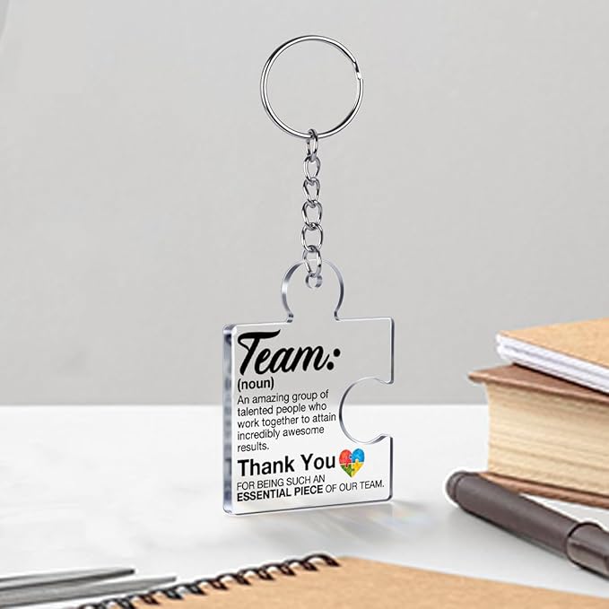 Team Appreciation Gifts for Employee Coworker Staff Bulk, Teamwork Thank You Gift Set Puzzle Piece Acrylic Keychains