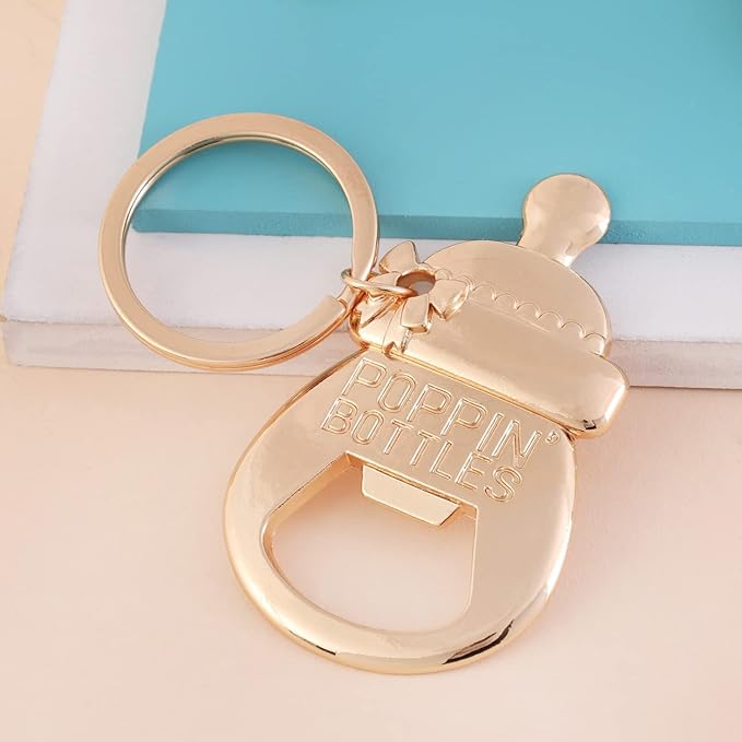 24 pcs Poppin' Bottle Baby Shower Favors for Guest Bottle Opener Baby Shower Favors Gift Baby Shower Souvenirs Botle Opener Wedding Favors Bridal Shower Favor Keepsake (White Keychain,24)