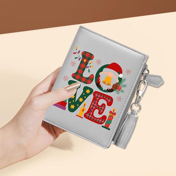 GEEAD Custom Design Small Wallets for Women Bifold Slim Coin Purse Zipper ID Card Holder for Christmas
