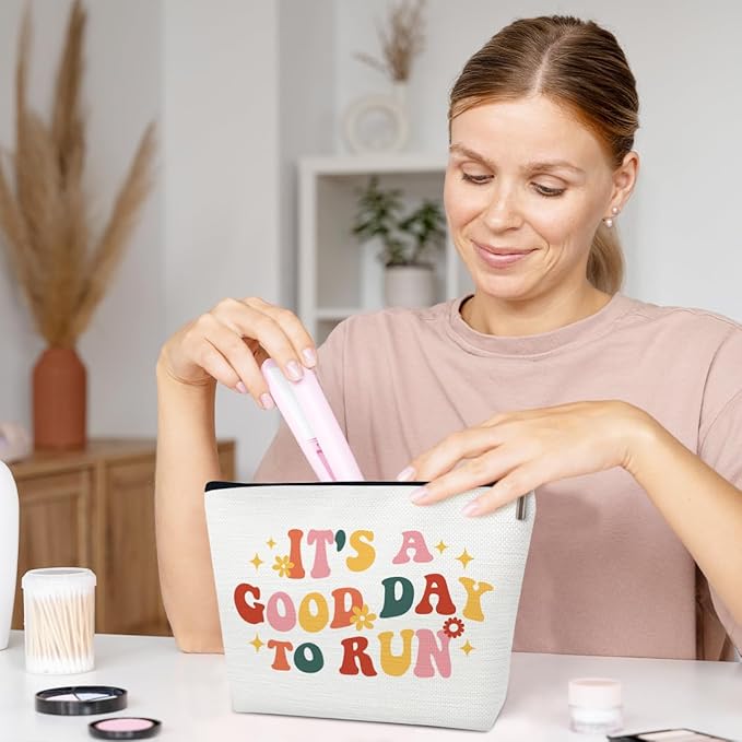 Groovy Running Gifts Makeup Bag, Gifts for Women, Marathon Lovers, Sports Accessories for Women, It's a Good Day to Run Cosmetic Bags for Purse