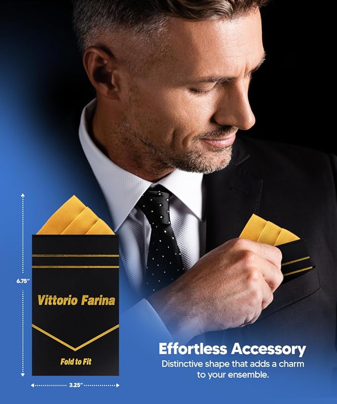 Premium Pre-Folded Four-Point Suit Pocket Square for Men with Sewn Pocket Fold