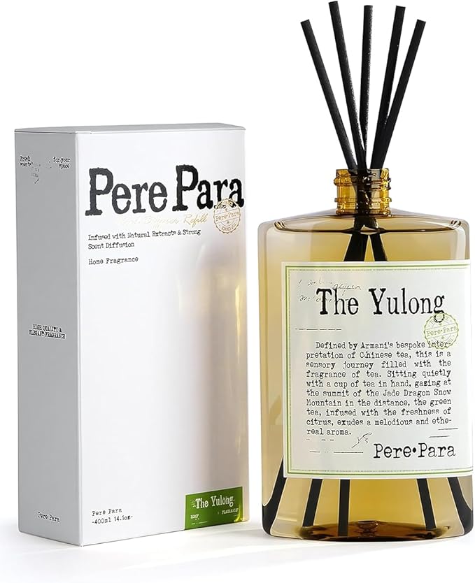 The Yulong Scent Reed Diffuser Refill Set 13.53 fl oz with 6 Sticks, 【Comfortable to Breathe】 Luxury Natural Long Lasting Home Fragrance Oil Air Freshener for Living Room and Office