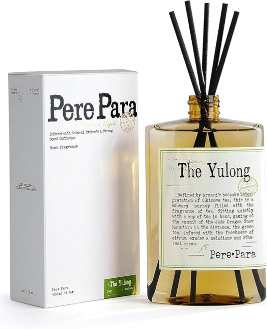 The Yulong Scent Reed Diffuser Refill Set 13.53 fl oz with 6 Sticks, 【Comfortable to Breathe】 Luxury Natural Long Lasting Home Fragrance Oil Air Freshener for Living Room and Office