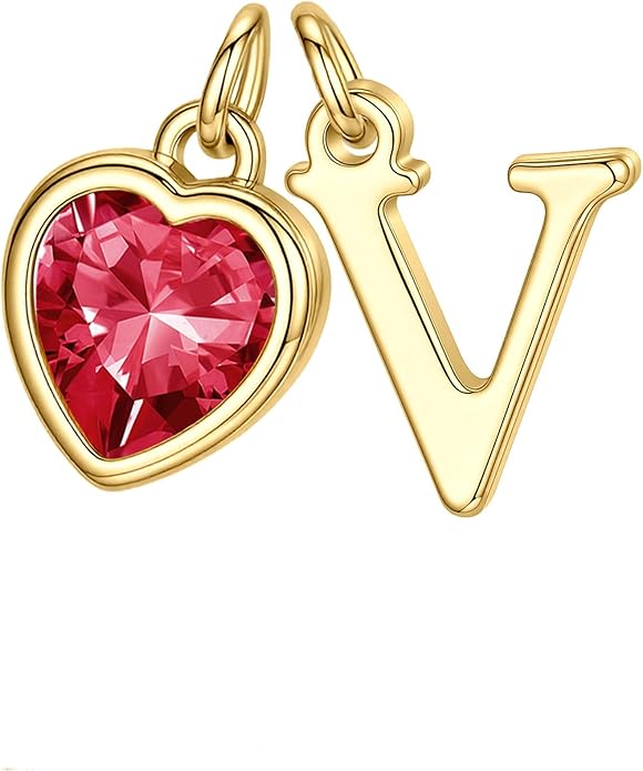 Turandoss Valentines Day Gifts for Her Trendy, Dainty 14K Gold Plated Initial A-Z Heart Birthstone Pendant Necklace Personalized Bridesmaid Birthday Valentines Jewelry Gifts for Women Girls