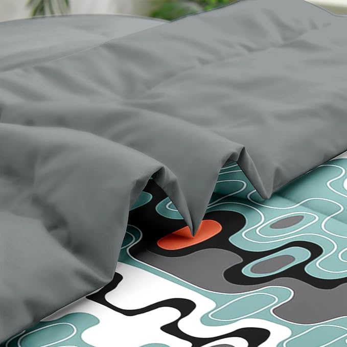 Comforter Set Full Size, Mid Century Retro Stripe 7 Pcs Bedding for Kids and Adults, Vintage Geometric Cool Bed Sheet Sets with Fitted Sheet 2 Pillowcases & 2 Shams for Bedroom Bed Decor