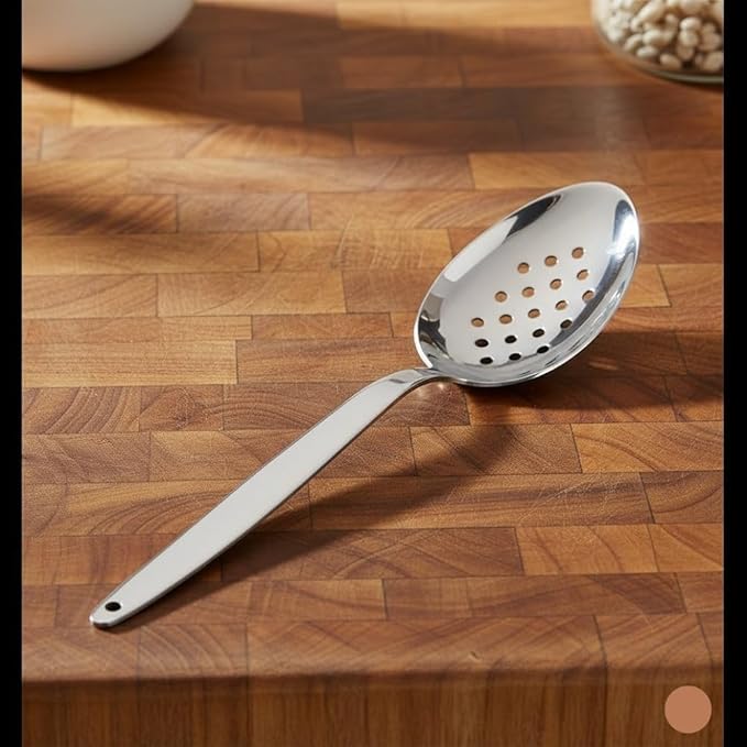 Chef Kunz Perforated Spoon | 18/10 Stainless Steel Plating 9 Inch Basting Quenelle Serving Plating Spoon (Perforated)