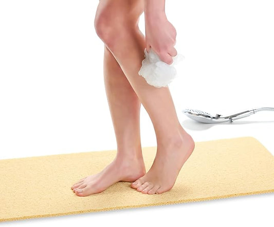Non Slip Bathtub Mat Shower Mat for Tub - Loofah Bath Mats for Bathroom - 40x16 Bathtub Floor Mat - Textured Anti Slip Bath Mat Without Suction Cups - Secure Mat for Wet Areas (40x16 Beige)