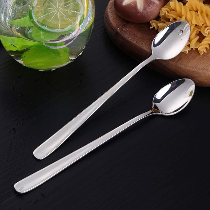 Buyer Star Long Handle Iced Tea Spoons Set of 6, 8 inch 18/10 Coffee Spoon Sets for Mixing, Cocktail Stirring, Tea, Coffee, Milkshake, Cold Drink