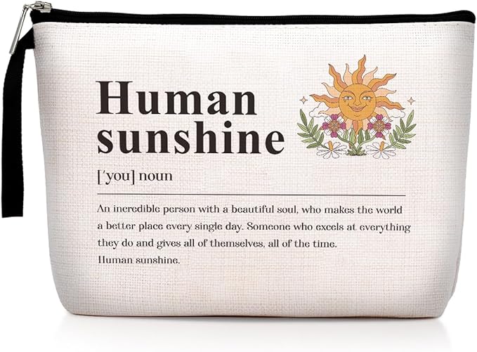 Human Sunshine Definition Makeup Bag Gifts for Women Boss Teacher Nurse Coworker Friends Inspirational Motivational Quote Cosmetic Bag Zipper Pouch Bag Travel Toiletry Bag for Birthday Christmas