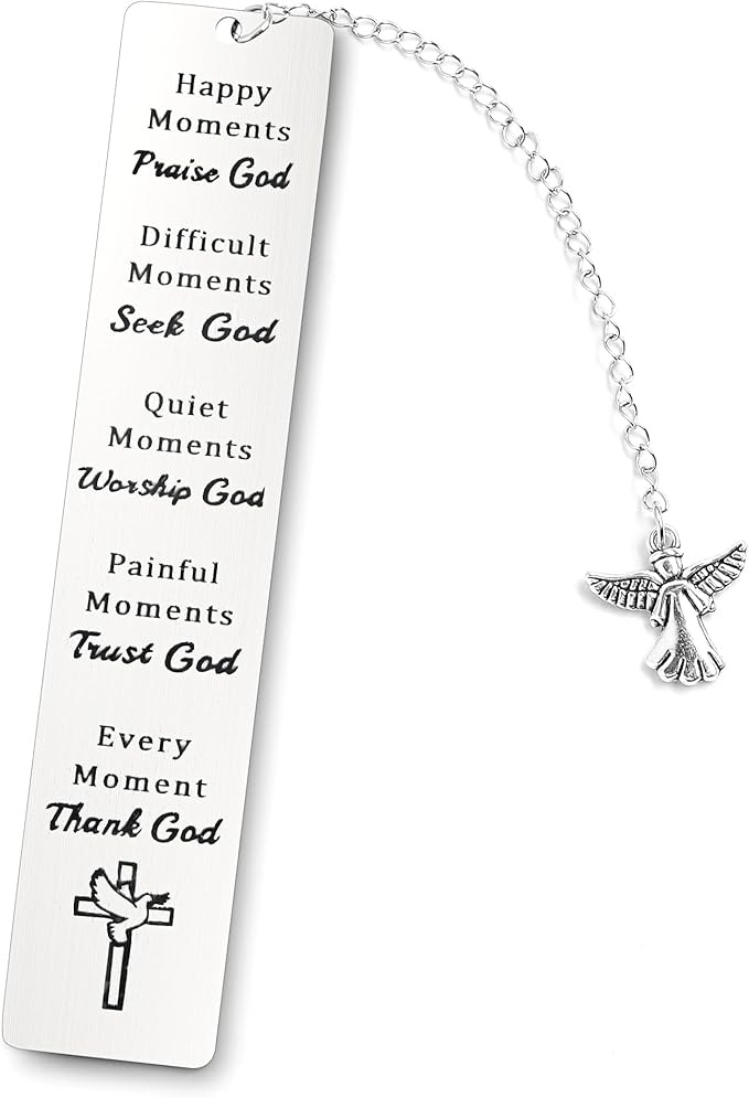 Christian Gifts for Women, First Communion Gifts for Girls, Kaluofan Bible Bookmarks with Angel Chain, Book Marks for Reading Women, Bible Accessories Christmas Stocking Stuffers