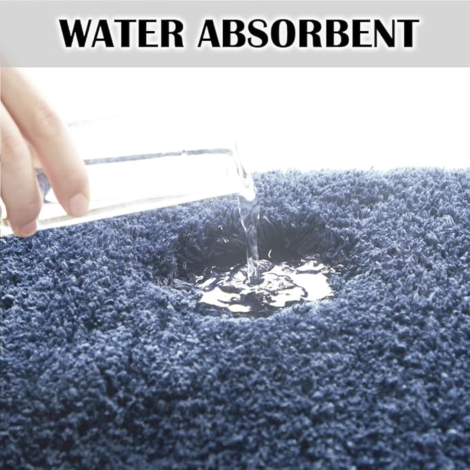 Suchtale Bath Rug for Bathroom Non Slip Bathroom Mat (20 x 32, Blue) Water Absorbent Soft Microfiber Shaggy Bath Rug Machine Washable Bath Mat for Bath Thick Plush Shower Mat