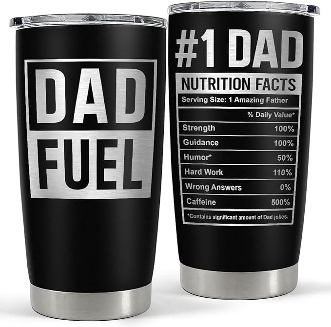 SANDJEST Dad Tumbler 20oz, Dad Fuel Cup Stainless Steel Insulated Tumblers, Coffee Mug Cups for Best Dads from Daughter Son, Gifts for Birthday Christmas Fathers Day