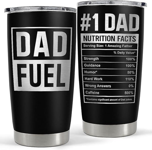 SANDJEST Dad Tumbler 20oz, Dad Fuel Cup Stainless Steel Insulated Tumblers, Coffee Mug Cups for Best Dads from Daughter Son, Gifts for Birthday Christmas Fathers Day