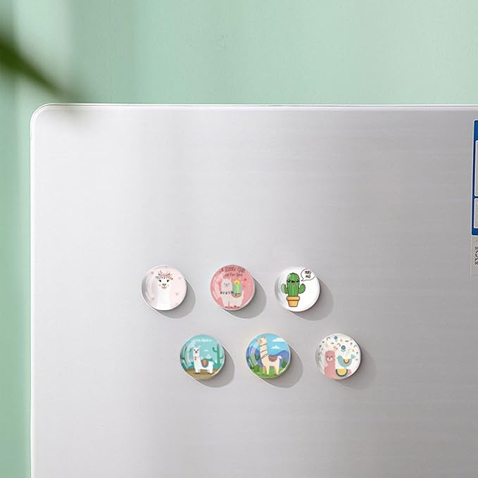 Strong Glass Refrigerator Stickers,12Pcs Magnets for Fridge,Funny Fridge Magnet Shape,Cute Small Tiny Magnet for Kitchen Whiteboard Door Decorative (Llama Refrigerator Stickers)