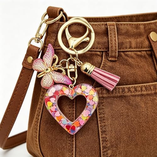 Initial Letter Keychain Cute Keychain Butterfly Sequins Alphabet Resin Name Tassel Keychain for Women's Gift - Image 3