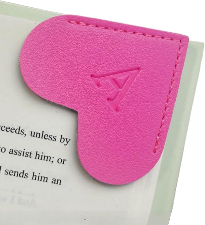 MOTEERLLU Personalized Leather Heart Bookmark with Initials, Handmade, Letter Cute Custom Corner Book Marks for Reading Women, Teachers, Students, Book Lovers, Book Accessories(Rose,A)