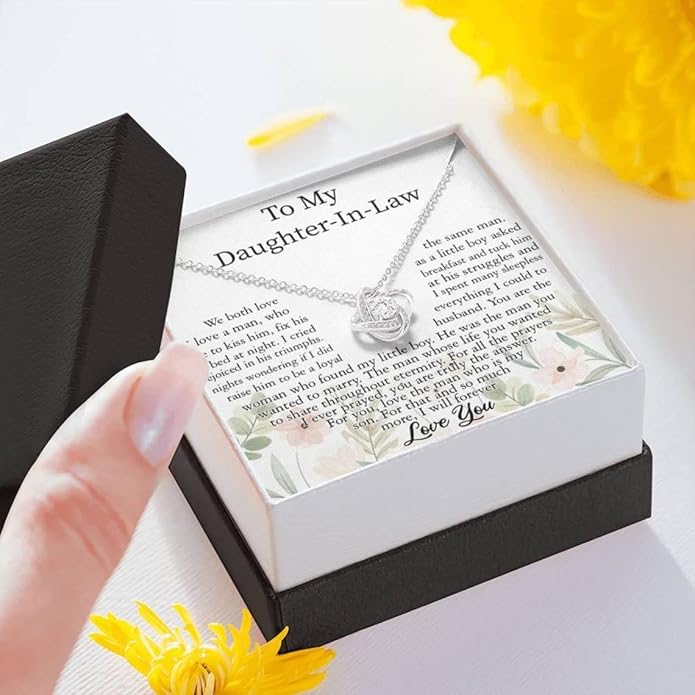 Daughter In Law Gifts From Mother In Law, Necklace For Her From Mom And Dad, Birthday Gift For Her With Message Card And Gift Box, Meaningful Gifts For Bonus Daughter