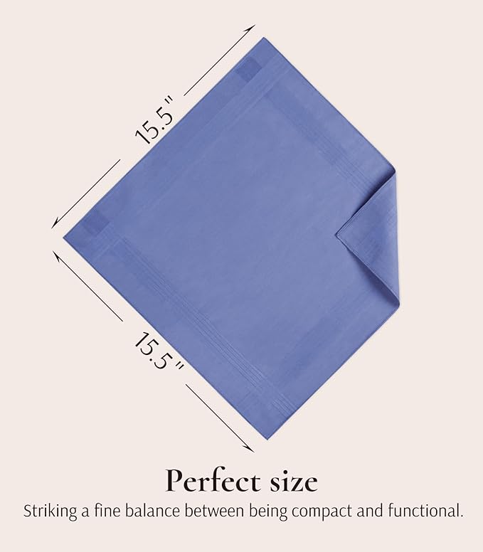 Zenssia Men's Pure Cotton Handkerchiefs with Hem, Bulk Set Hankies