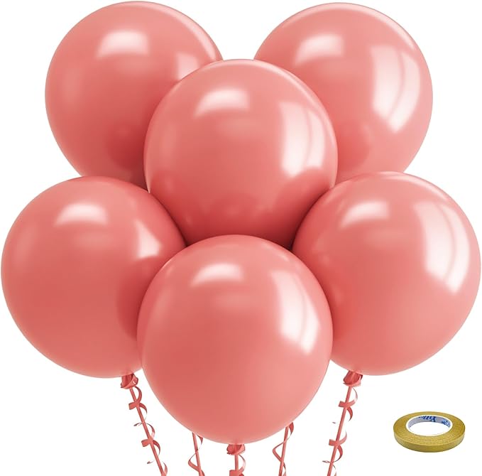 Bezente Dusty Pink Balloons 18 Inch - 30 Pack Large Thick Rose Pink Balloons Big Round Pink Latex Balloons for Birthday Wedding Anniversary Bridal Shower Gender Reveal Boho Theme Party Decoration