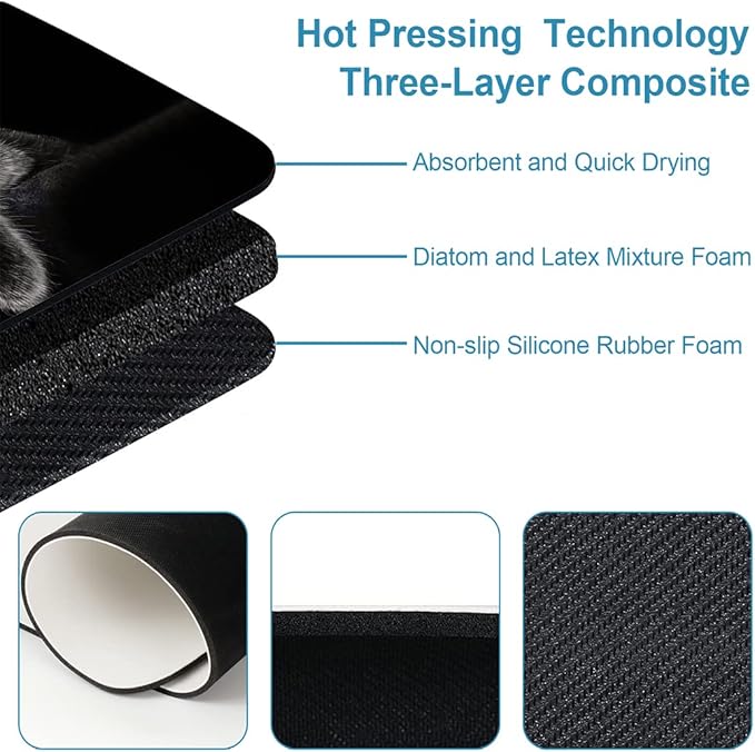 Cute Black Cat Bathroom Mat, Non-Slip Super Absorption Bath Carpet with Rubber Backing, Fit Under Bathroom Doormat Floor Rugs for Shower Buthtub Sink, 17"x24"