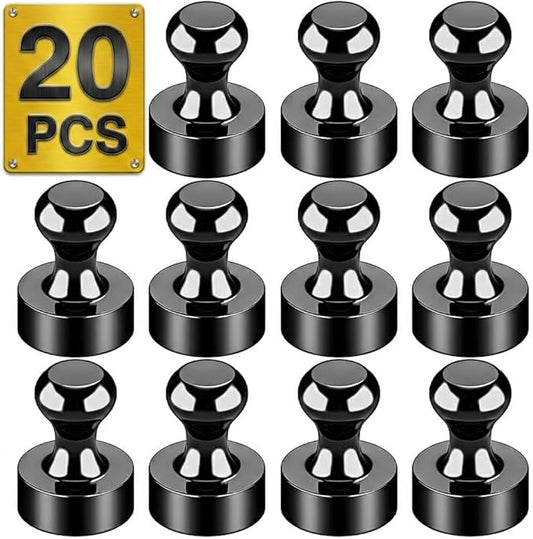 Tiergrade Metallic Magnets, Refrigerator Magnets, 20 Pack Black Magnetic Push Pins, Strong Fridge Magnets, Multi-use Whiteboard Magnets Perfect for Kitchen Office Classroom