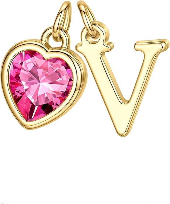 Turandoss Valentines Day Gifts for Her Trendy, Dainty 14K Gold Plated Initial A-Z Heart Birthstone Pendant Necklace Personalized Bridesmaid Birthday Valentines Jewelry Gifts for Women Girls
